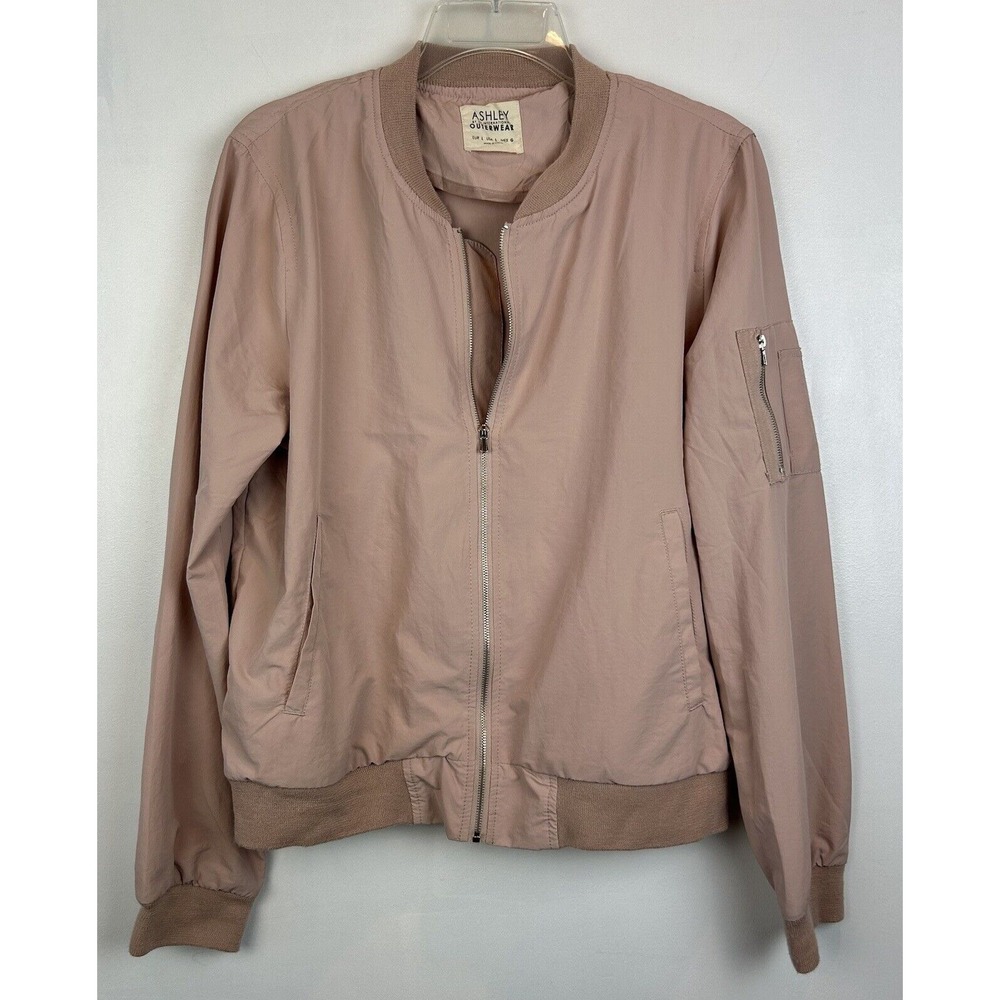 Ashley Womans Jacket S Lightwight Bomber Full Zip Pale Pink Silky Feel Read
